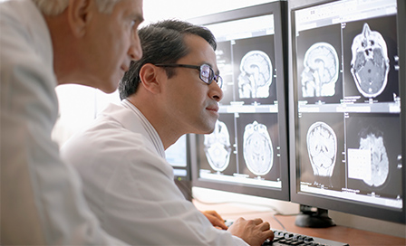 Two Physicians Examining X-rays Together