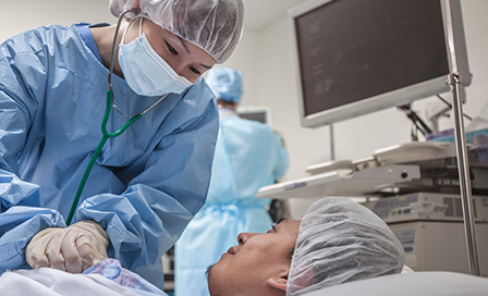 Surgeon consulting a patient, getting ready for surgery